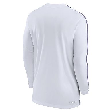 Men's Nike White LSU Tigers 2024 Sideline Coach UV Performance Long Sleeve T-Shirt