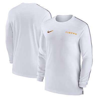 Men's Nike White LSU Tigers 2024 Sideline Coach UV Performance Long Sleeve T-Shirt