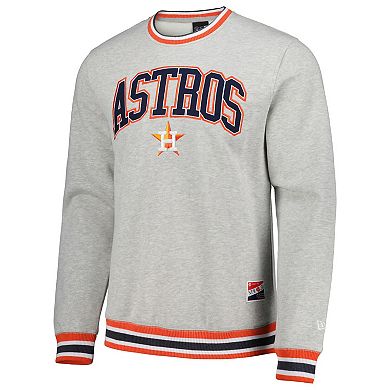 Men's New Era Heather Gray Houston Astros Throwback Classic Pullover Sweatshirt
