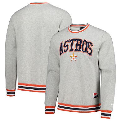 Men's New Era Heather Gray Houston Astros Throwback Classic Pullover Sweatshirt