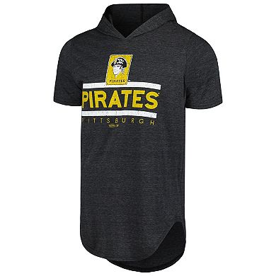 Men's Majestic Threads Black Pittsburgh Pirates Tri-Blend Hoodie T-Shirt