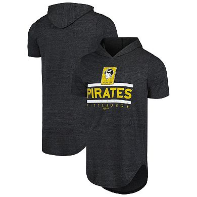 Men's Majestic Threads Black Pittsburgh Pirates Tri-Blend Hoodie T-Shirt