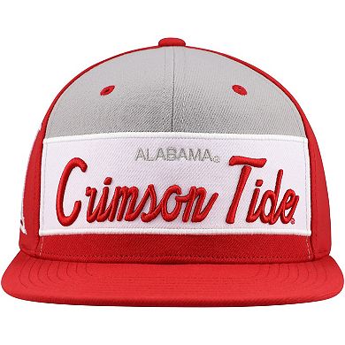 Men's Mitchell & Ness White/Crimson Alabama Crimson Tide Retro Sport Color Block Script Snapback Hat