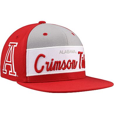 Men's Mitchell & Ness White/Crimson Alabama Crimson Tide Retro Sport Color Block Script Snapback Hat