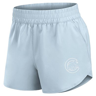 Women's Fanatics Light Blue Chicago Cubs Studio Woven Vibe Shorts