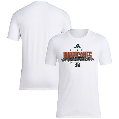 Men's adidas White Miami Hurricanes Baseball Sunflower Seeds T-Shirt