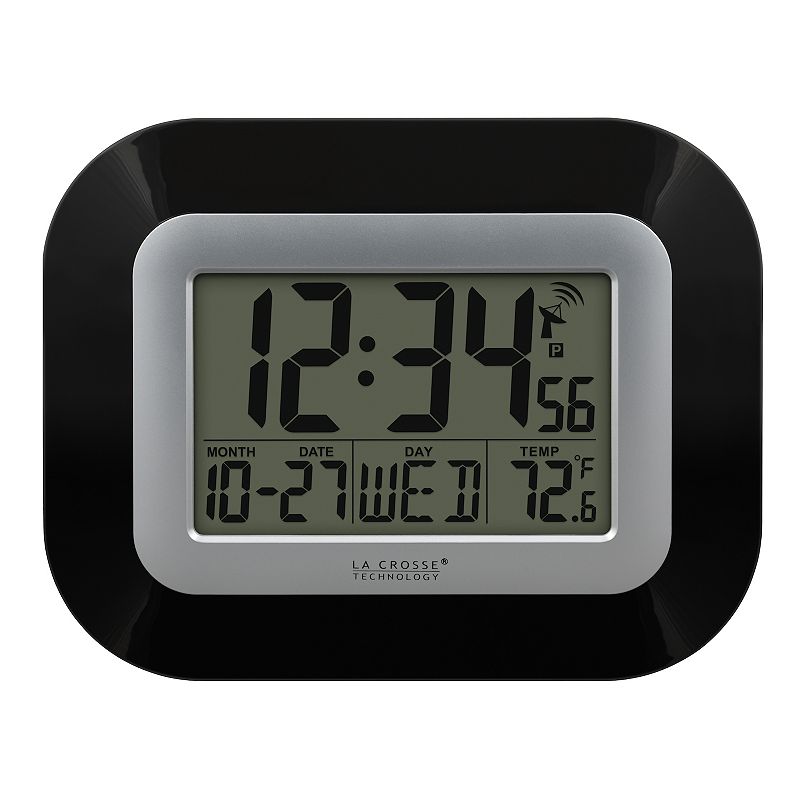 La Crosse Technology Digital Atomic Wall Clock, Black