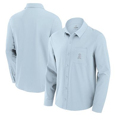 Men's Fanatics Signature Light Blue Los Angeles Angels Front Office Long Sleeve Button-Up Shirt