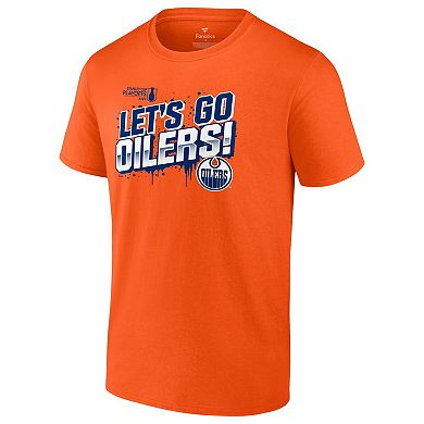 Men's Fanatics Orange Edmonton Oilers 2024 Stanley Cup Playoffs Slogan T-Shirt