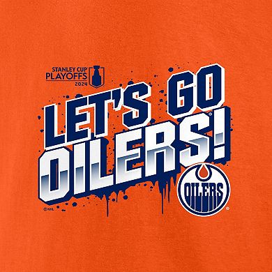 Men's Fanatics Orange Edmonton Oilers 2024 Stanley Cup Playoffs Slogan T-Shirt