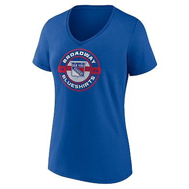 Women's Fanatics Blue New York Rangers Local A V-Neck T-Shirt