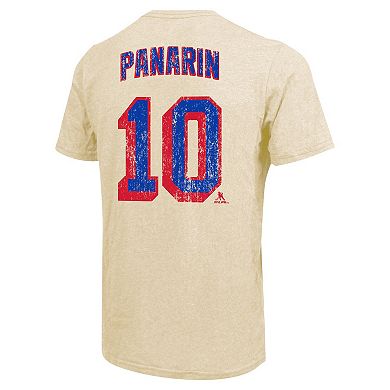 Men's Majestic Threads Artemi Panarin Cream New York Rangers Dynasty Name & Number Tri-Blend T-Shirt