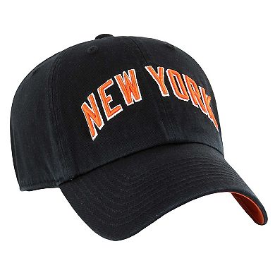 Men's '47 Black New York Knicks City Edition Clean Up Adjustable Hat