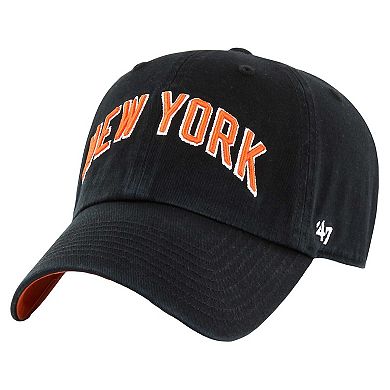 Men's '47 Black New York Knicks City Edition Clean Up Adjustable Hat