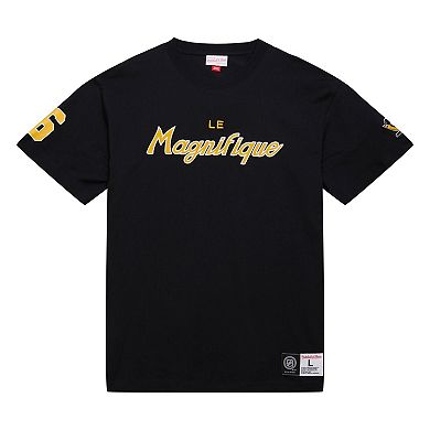 Men's Mitchell & Ness Mario Lemieux Black Pittsburgh Penguins Premium Nickname Vintage Logo T-Shirt