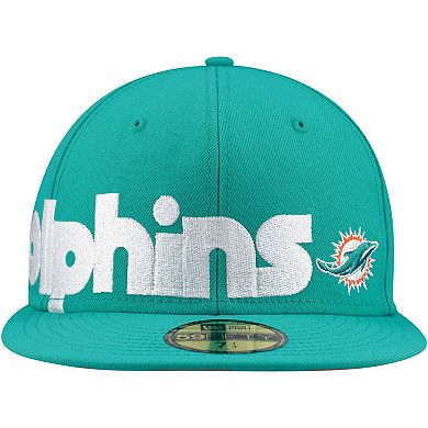 Men's New Era Aqua Miami Dolphins Checkered Undervisor 59FIFTY Fitted Hat