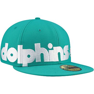 Men's New Era Aqua Miami Dolphins Checkered Undervisor 59FIFTY Fitted Hat