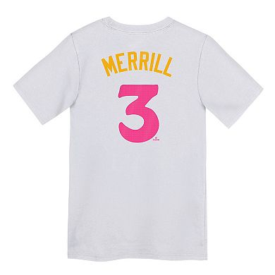 Preschool Nike Jackson Merrill White San Diego Padres City Connect Player Name & Number T-Shirt