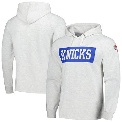 Men's Fanatics Ash New York Knicks Softhand Raglan Tri-Blend Pullover Hoodie