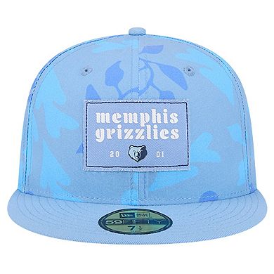 Men's New Era Blue Memphis Grizzlies Palm Fronds 2-Tone 59FIFTY Fitted Hat