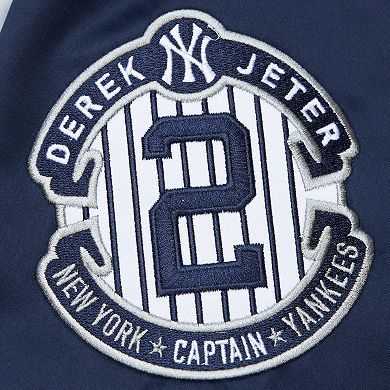 Men's Mitchell & Ness Derek JeterÂ White/Navy New York Yankees Cooperstown Collection Legends Lightweight Satin Raglan Full-Snap Jacket