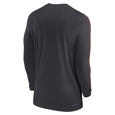 Men's Nike Anthracite Texas Longhorns 2024 Sideline Coach UV Performance Long Sleeve T-Shirt