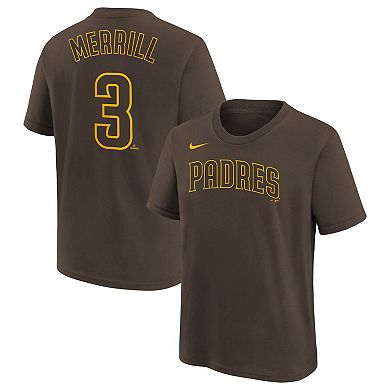 Youth Nike Jackson Merrill Brown San Diego Padres Player Name & Number T-Shirt