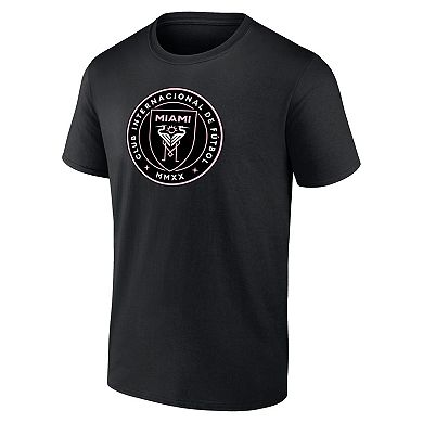 Men's Fanatics Lionel Messi Black Inter Miami CF Authentic Stack Name & Number T-Shirt