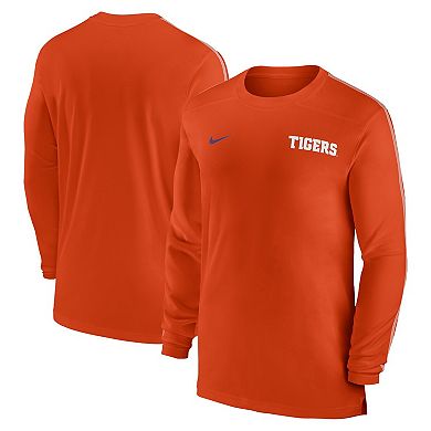 Men's Nike Orange Clemson Tigers 2024 Sideline Coach UV Performance Long Sleeve T-Shirt