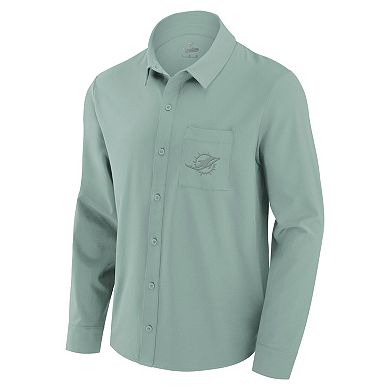 Men's Fanatics Signature Mint Miami Dolphins Front Office Long Sleeve Button-Up Shirt