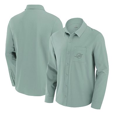 Men's Fanatics Signature Mint Miami Dolphins Front Office Long Sleeve Button-Up Shirt