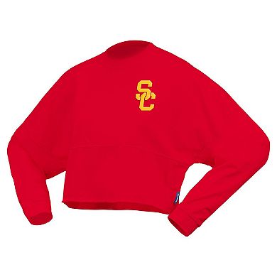 Women's Spirit Jersey Cardinal USC Trojans Oversized Cropped Long Sleeve T-Shirt