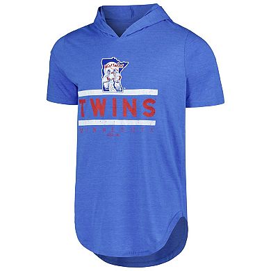 Men's Majestic Threads Royal Minnesota Twins Tri-Blend Hoodie T-Shirt