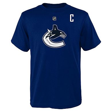 Youth Quinn Hughes Blue Vancouver Canucks Captain Player Name & Number T-Shirt