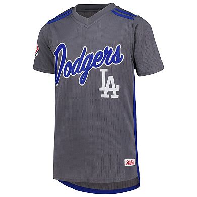 Youth Stitches Charcoal Los Angeles Dodgers Team V-Neck Jersey