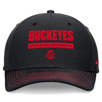 Unisex Nike Black Ohio State Buckeyes 2024 Sideline Rise Adjustable Hat