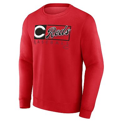 Men's Fanatics Red Cincinnati Reds Focus Fleece Pullover Sweatshirt