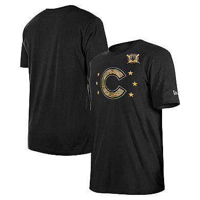 Men's New Era Black Chicago Cubs 2024 Armed Forces Day T-Shirt