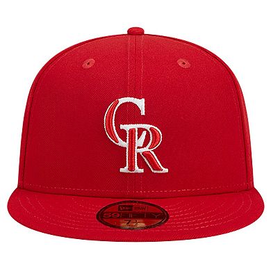 Men's New Era Red Colorado Rockies Logo 59FIFTY Fitted Hat