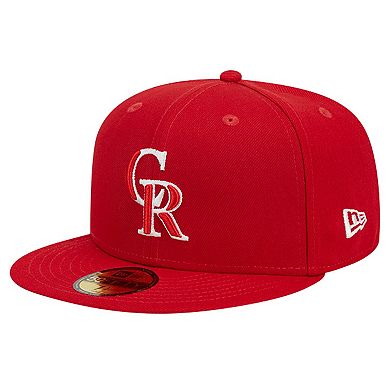 Men's New Era Red Colorado Rockies Logo 59FIFTY Fitted Hat