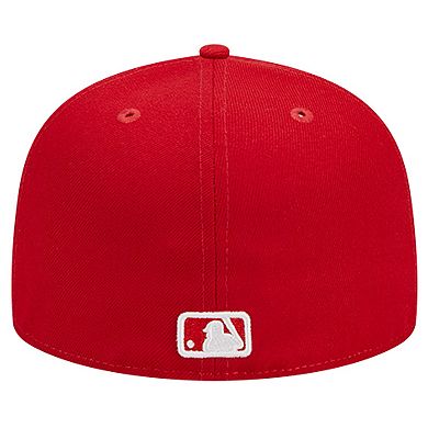 Men's New Era Red Colorado Rockies Logo 59FIFTY Fitted Hat