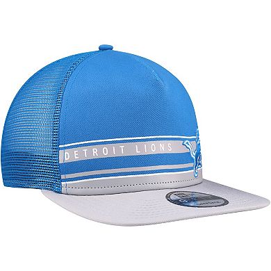 Men's New Era Blue/Silver Detroit Lions Half Stripe Trucker 9FIFTY Snapback Hat
