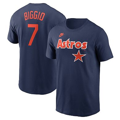 Men's Nike Craig Biggio Navy Houston Astros Cooperstown Collection Fuse Name & Number T-Shirt