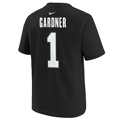 Youth Nike Ahmad Sauce Gardner Black New York Jets Player Name & Number T-Shirt