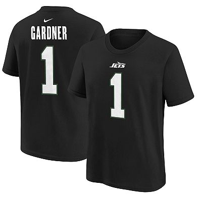 Youth Nike Ahmad Sauce Gardner Black New York Jets Player Name & Number T-Shirt
