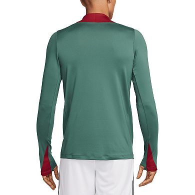 Men's Nike Green Liverpool Strike Drill 2024/25 Performance Quarter-Zip Long Sleeve Top