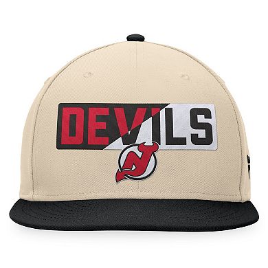 Men's Fanatics Cream/Black New Jersey Devils Goalaso Snapback Hat