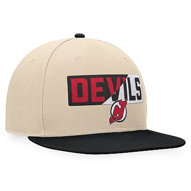 Men's Fanatics Cream/Black New Jersey Devils Goalaso Snapback Hat