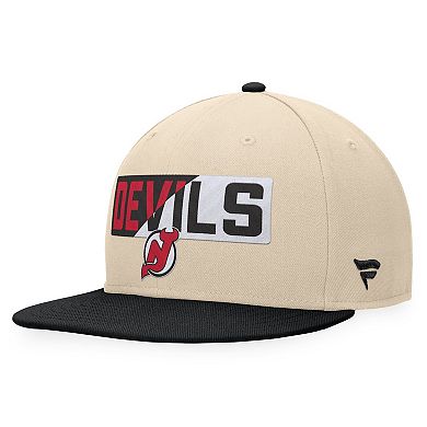 Men's Fanatics Cream/Black New Jersey Devils Goalaso Snapback Hat