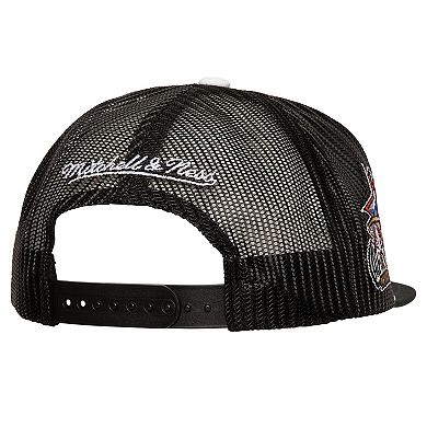 Men's Mitchell & Ness Black Philadelphia 76ers Roper Meshback Trucker Snapback Hat